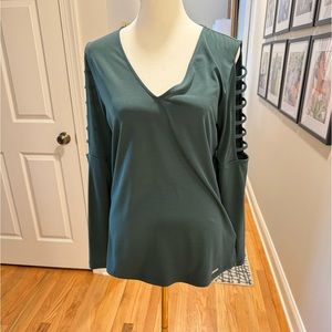Michael Kors Green Top with Ladder Long Sleeves